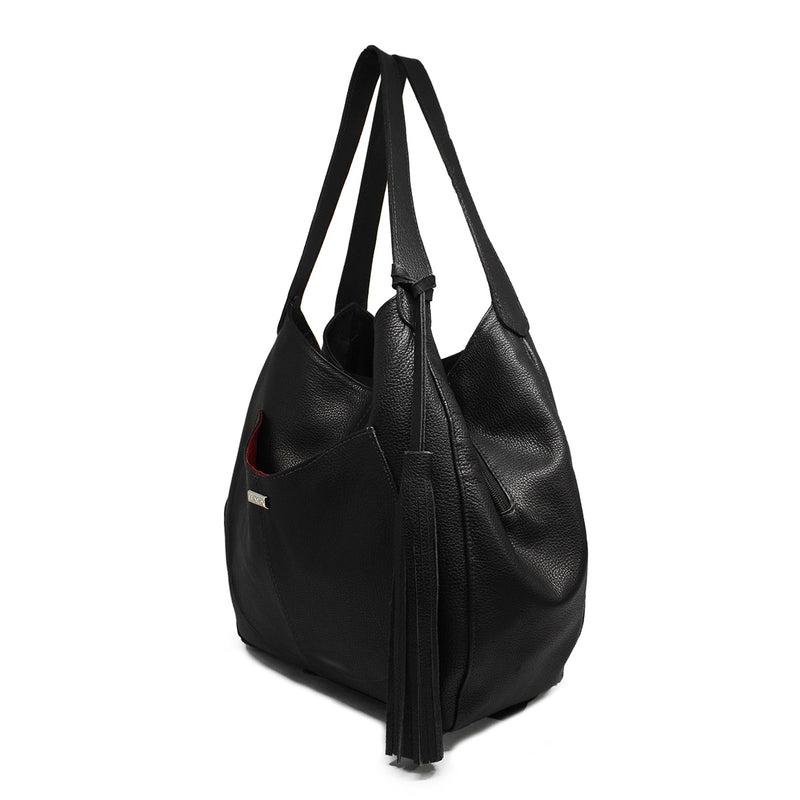 Bolsa shopping feminina de couro caramelo Jussara