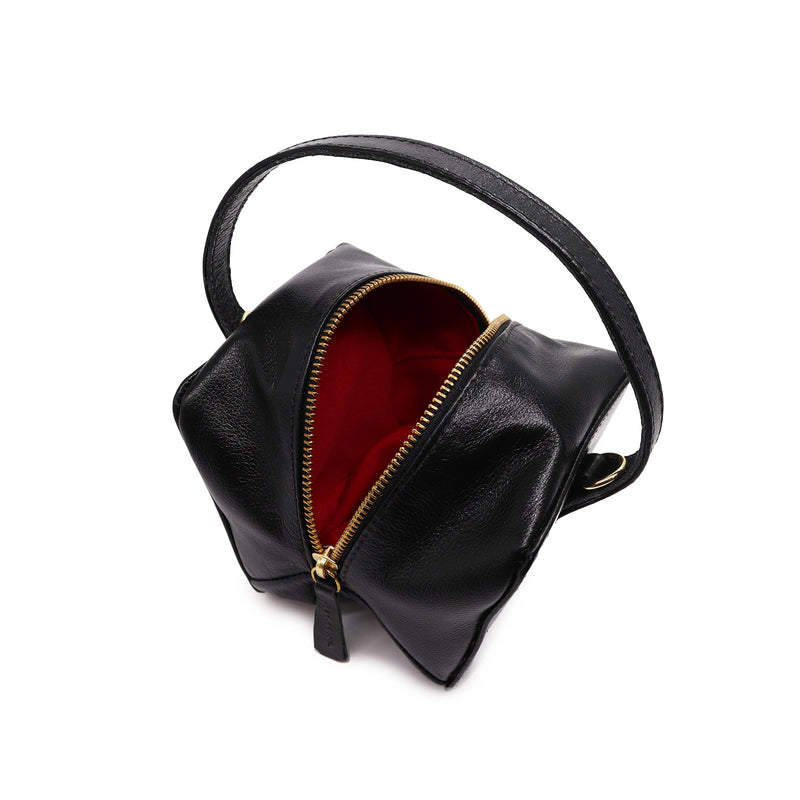 Bolsa feminina de couro preta Monique