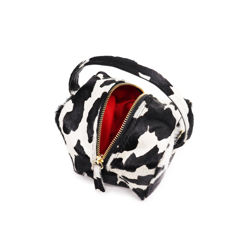 Bolsa  feminina de couro animal print vaquinha Monique