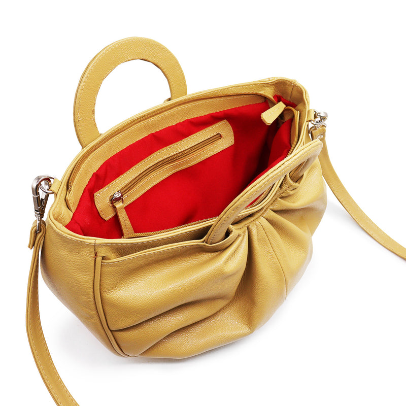 Bolsa feminina de couro amarelo manteiga Liana