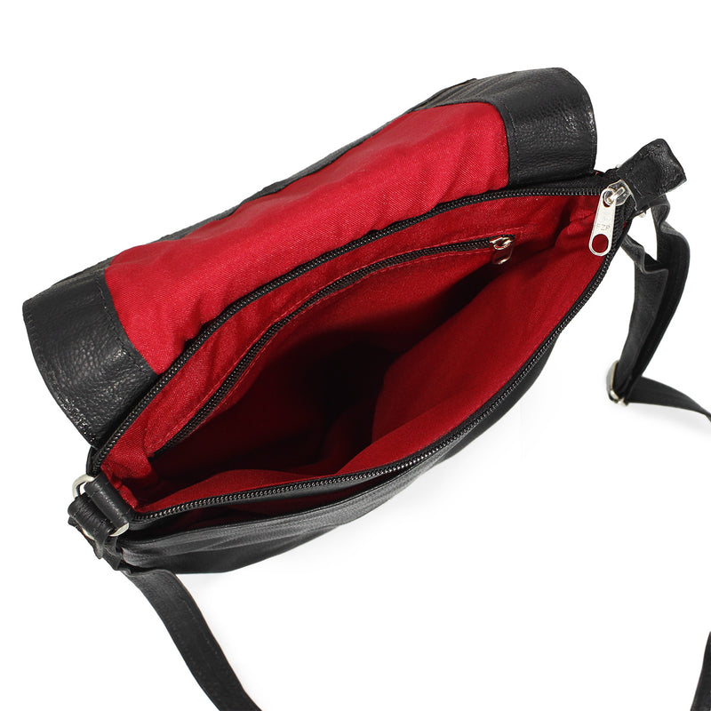 Bolsa feminina de couro preta Luiza