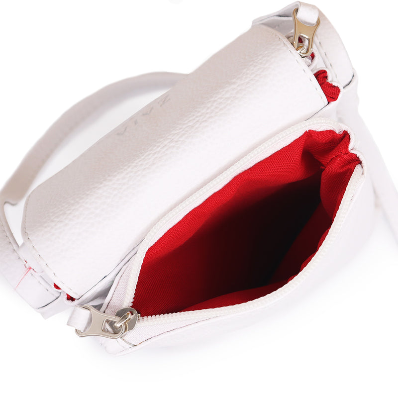 Bolsa tiracolo/transversal feminina de couro lavanda Melissa