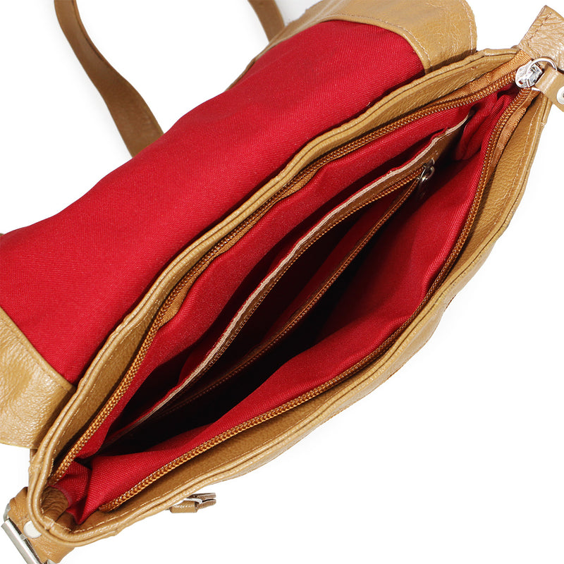 Bolsa feminina de couro caramelo Luiza