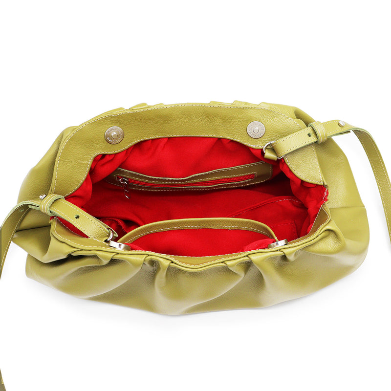 Bolsa feminina de couro pistache Cecília