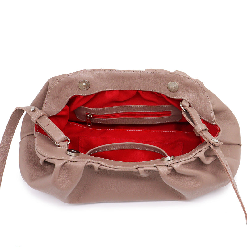Bolsa feminina de couro capuccino Cecília
