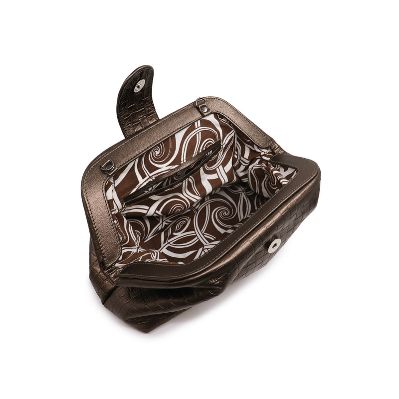 Bolsa feminina de couro prata Júlia