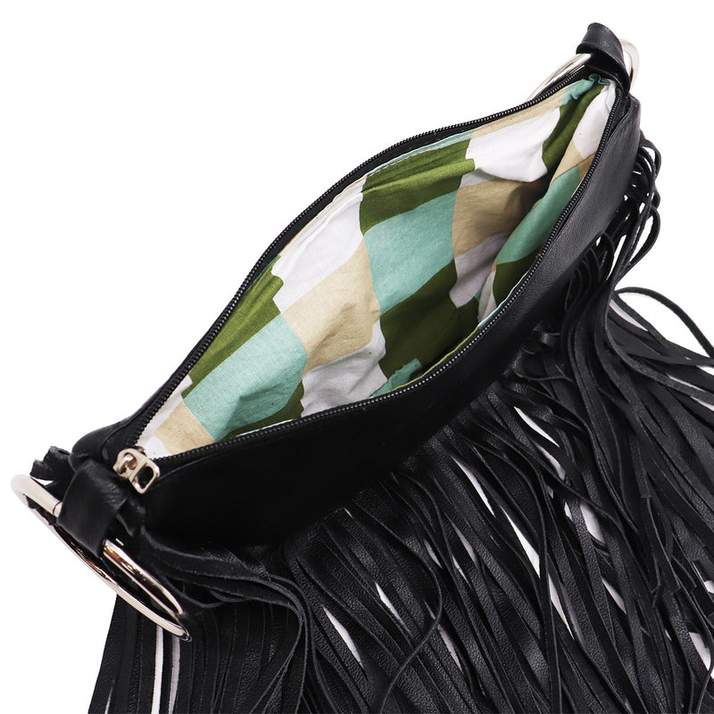 Bolsa feminina de couro legítimo preto Dubai