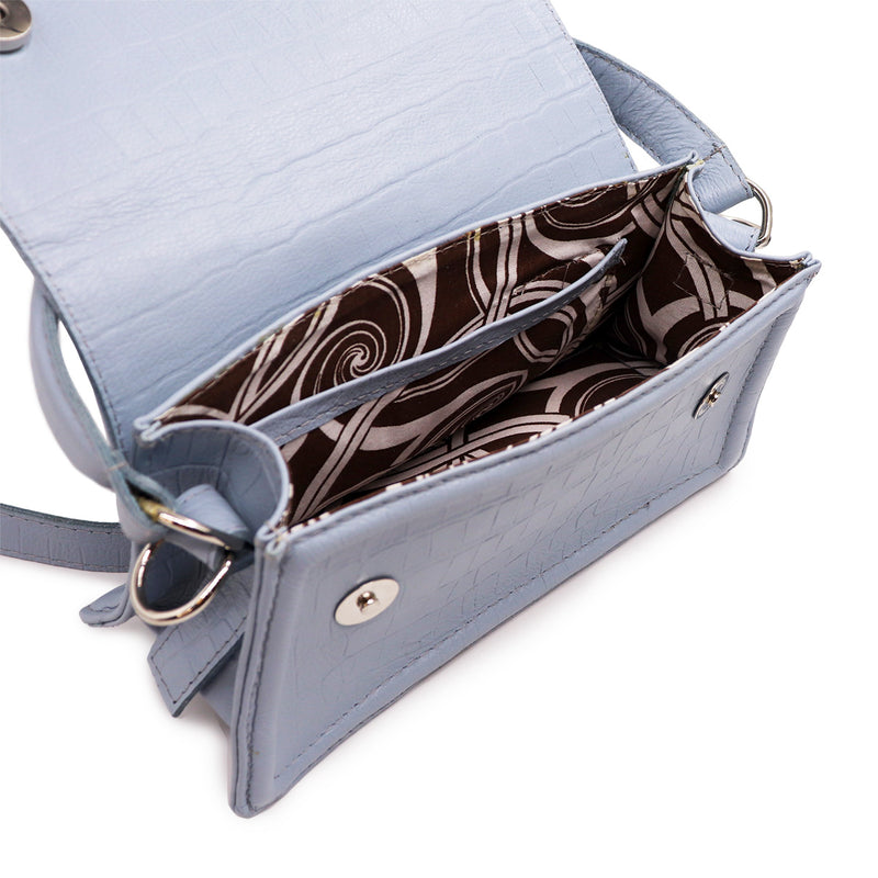 Bolsa de couro azul celeste Bruna