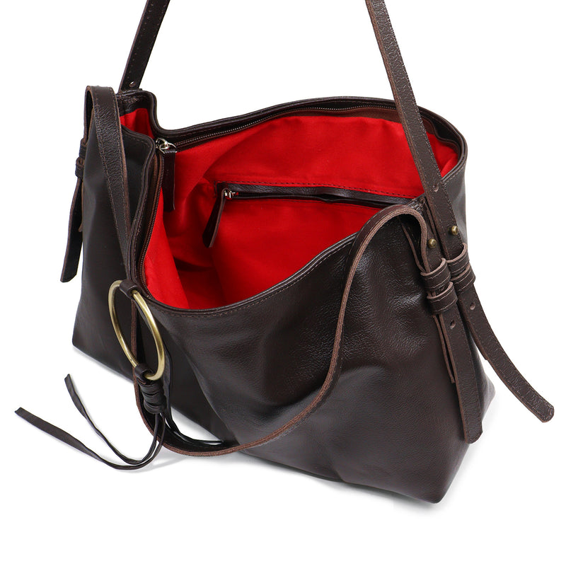 Bolsa feminina de couro marrom Helena