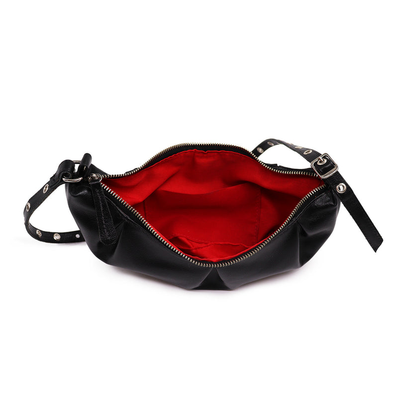 Bolsa feminina de couro preta Vitória
