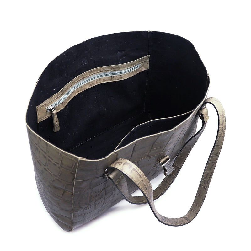 Bolsa feminina de couro croco pistache Antônia
