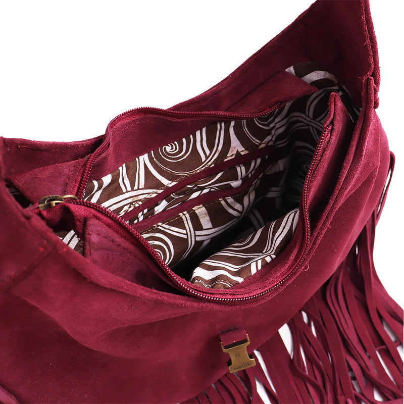 Bolsa feminina de camurça bordô Paris