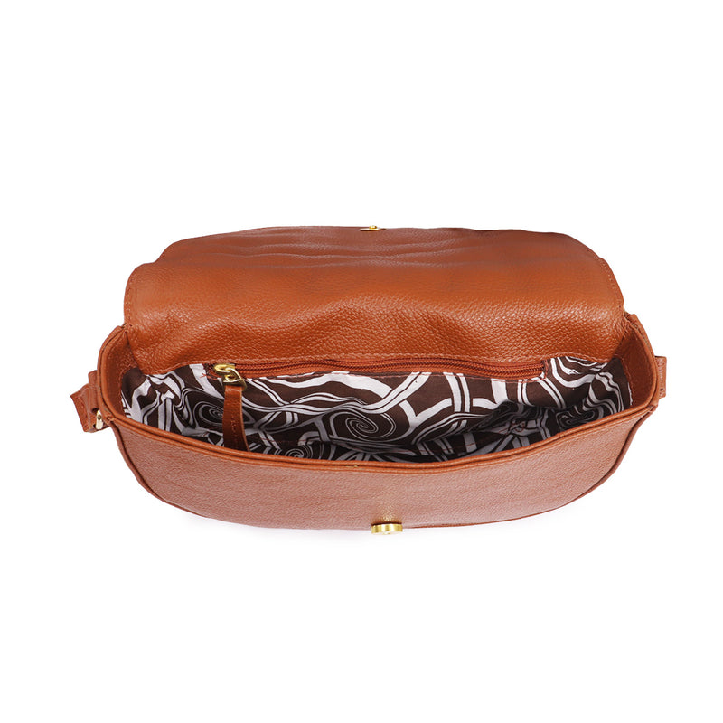 Bolsa de couro feminina caramelo Marina