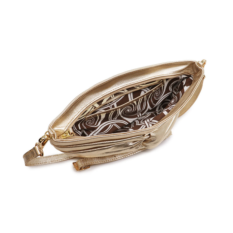 Bolsa feminina de couro dourado Sarah
