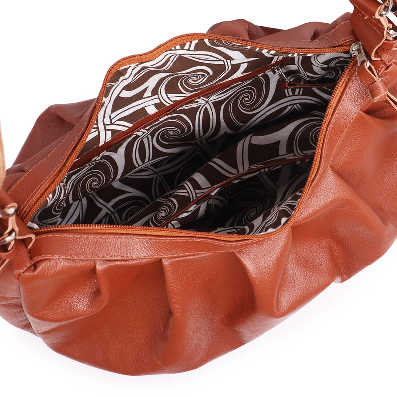 Bolsa feminina de couro caramelo Estela