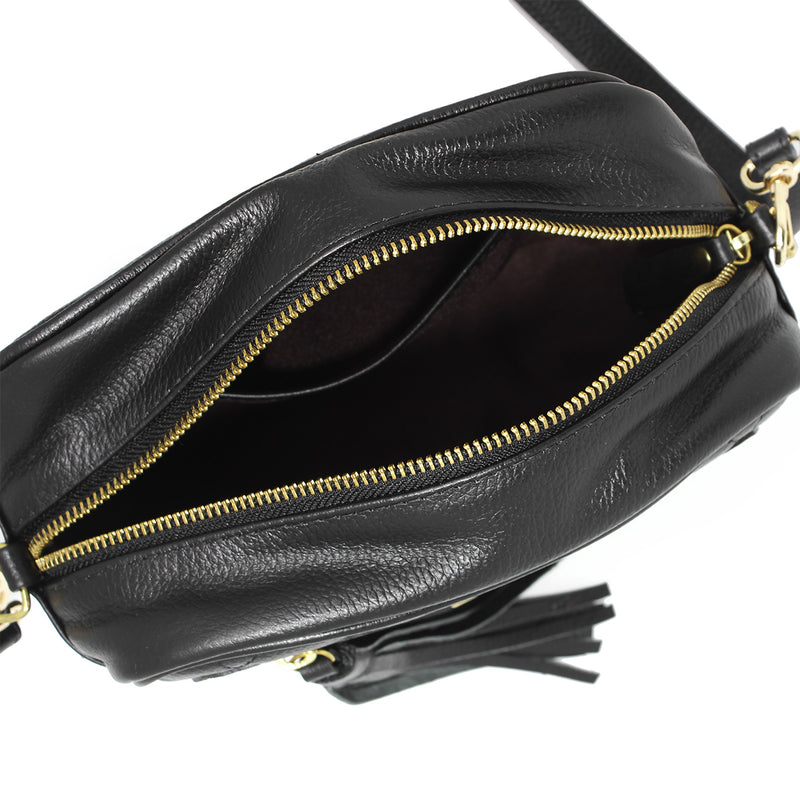 Bolsa feminina de couro transversal e matelassê verde Betina
