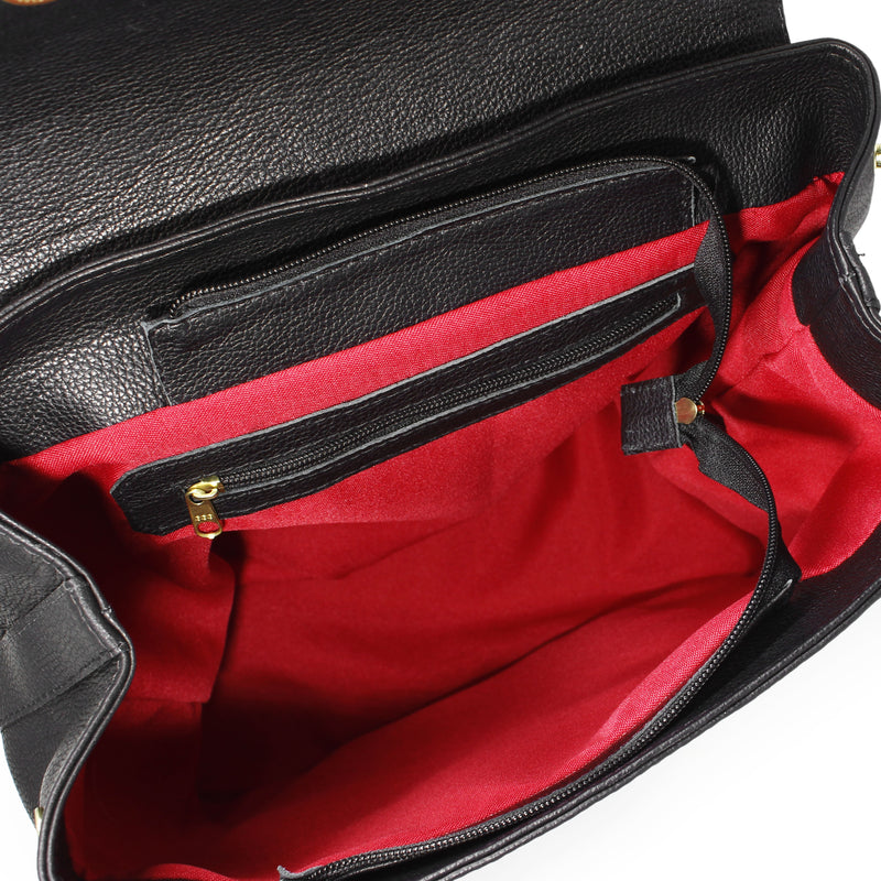 Mochila feminina de couro preta Rafaela