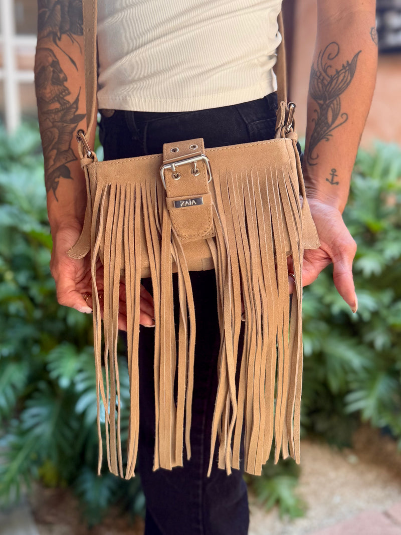 Bolsa feminina de couro legítimo nude Barcelona