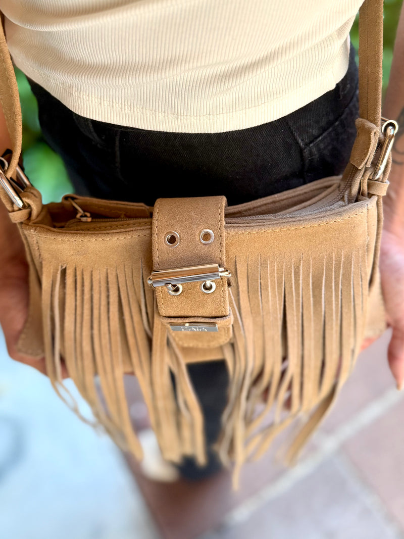 Bolsa feminina de couro legítimo nude Barcelona