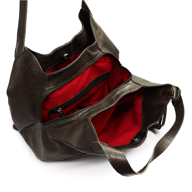 Bolsa shopping feminina de couro castanho Rebeca