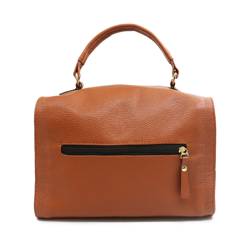 Bolsa feminina de couro transversal caramelo Andressa