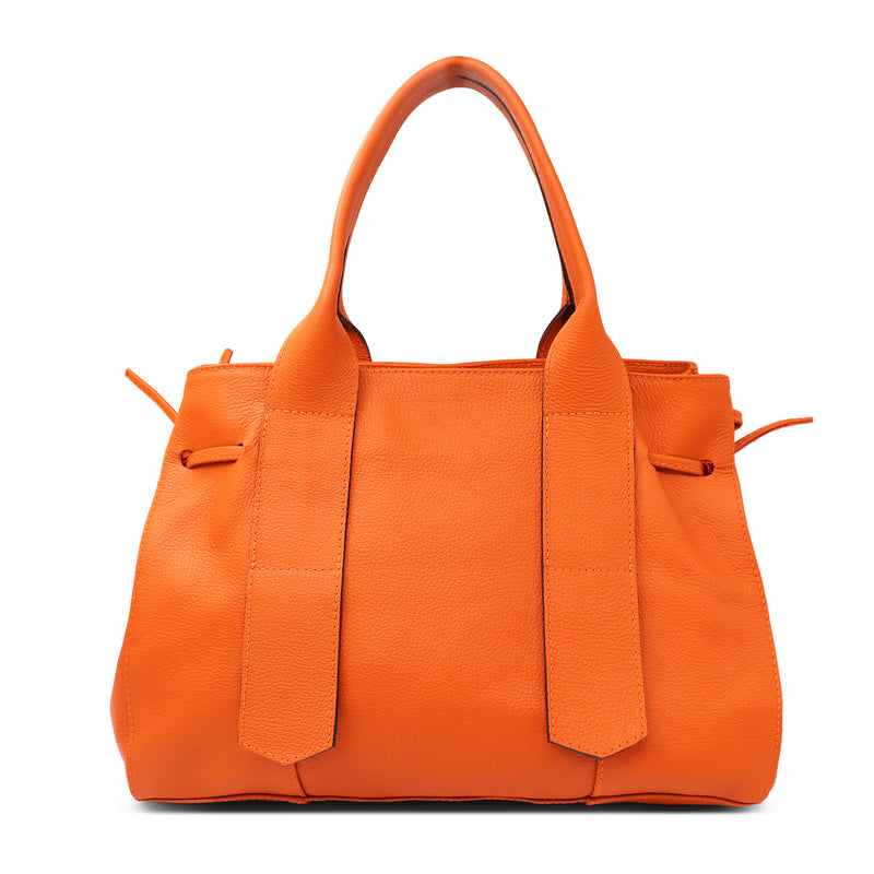 Bolsa feminina shopping de couro laranja Aurora