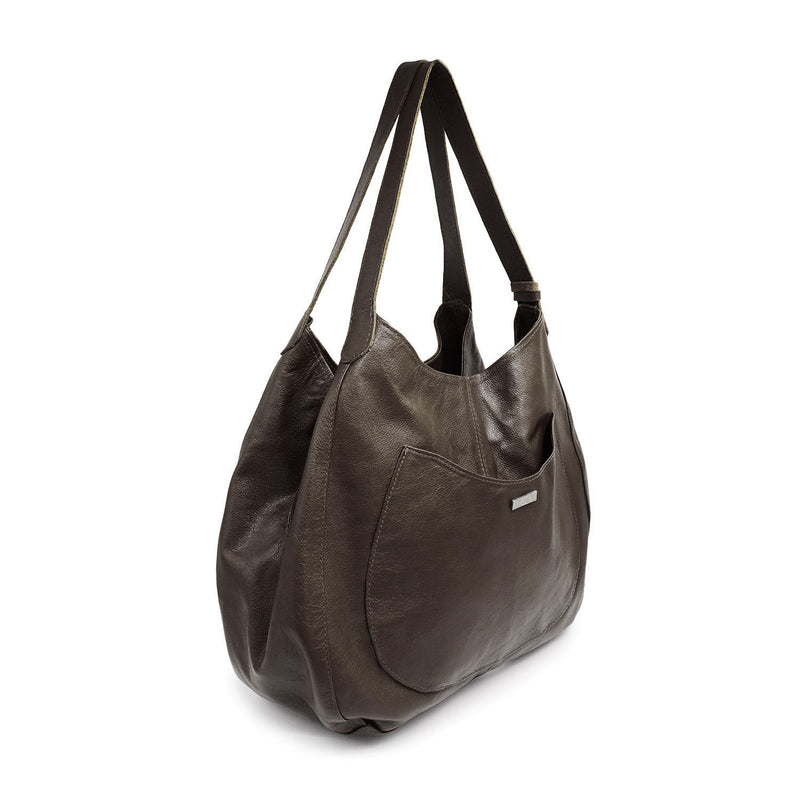 Bolsa shopping feminina de couro castanho Rebeca
