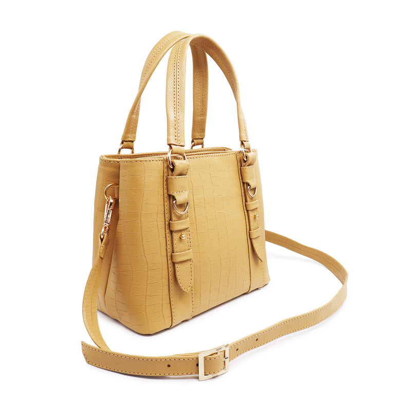 Bolsa feminina de couro amarelo manteiga Valentina