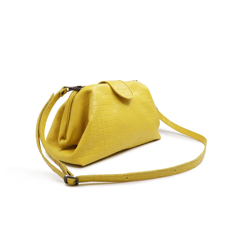 Bolsa feminina de couro amarelo Júlia