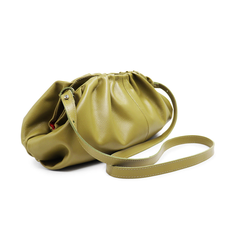 Bolsa feminina de couro pistache Cecília