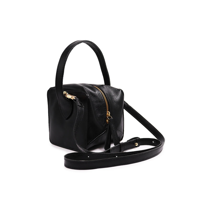 Bolsa feminina de couro preta Monique