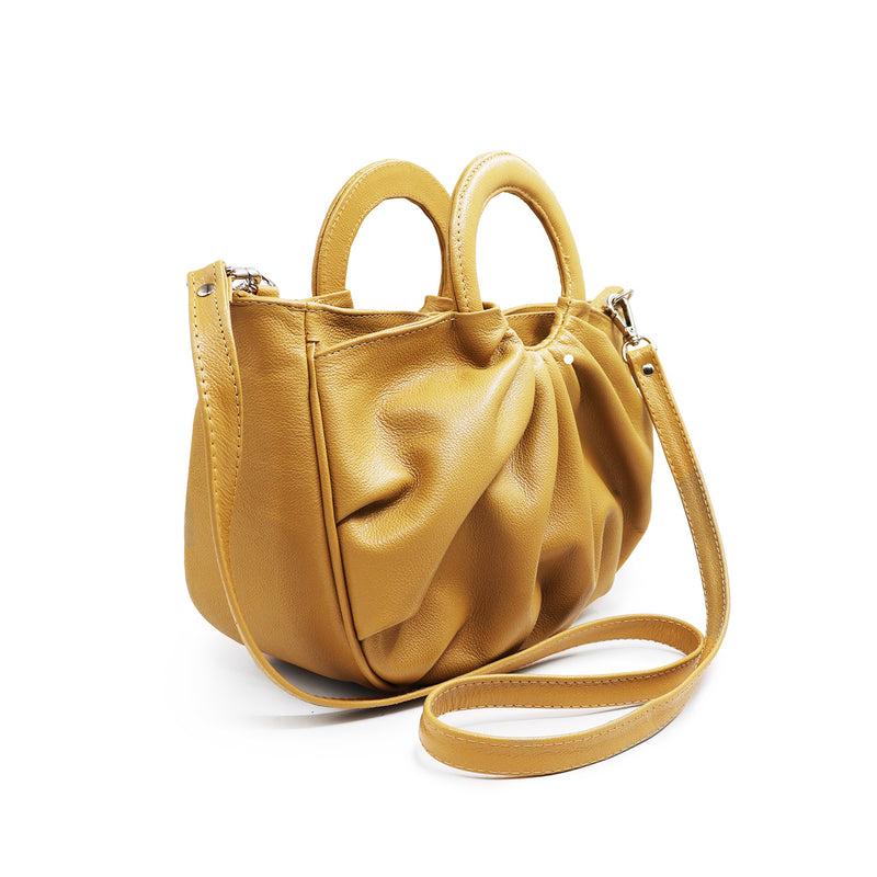 Bolsa feminina de couro amarelo manteiga Liana
