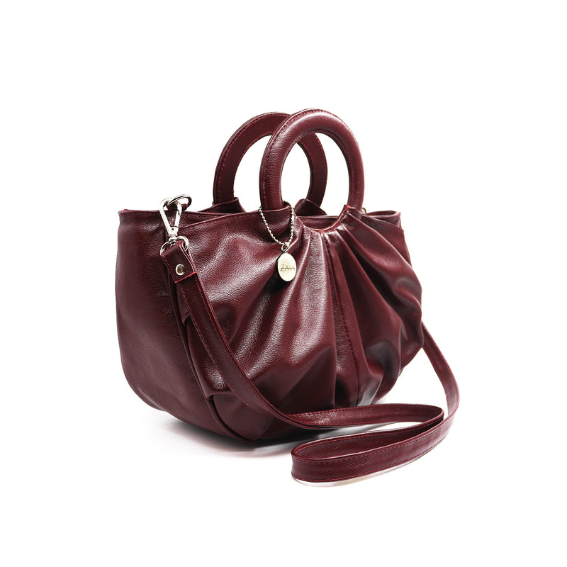 Bolsa feminina de couro marsala Liana