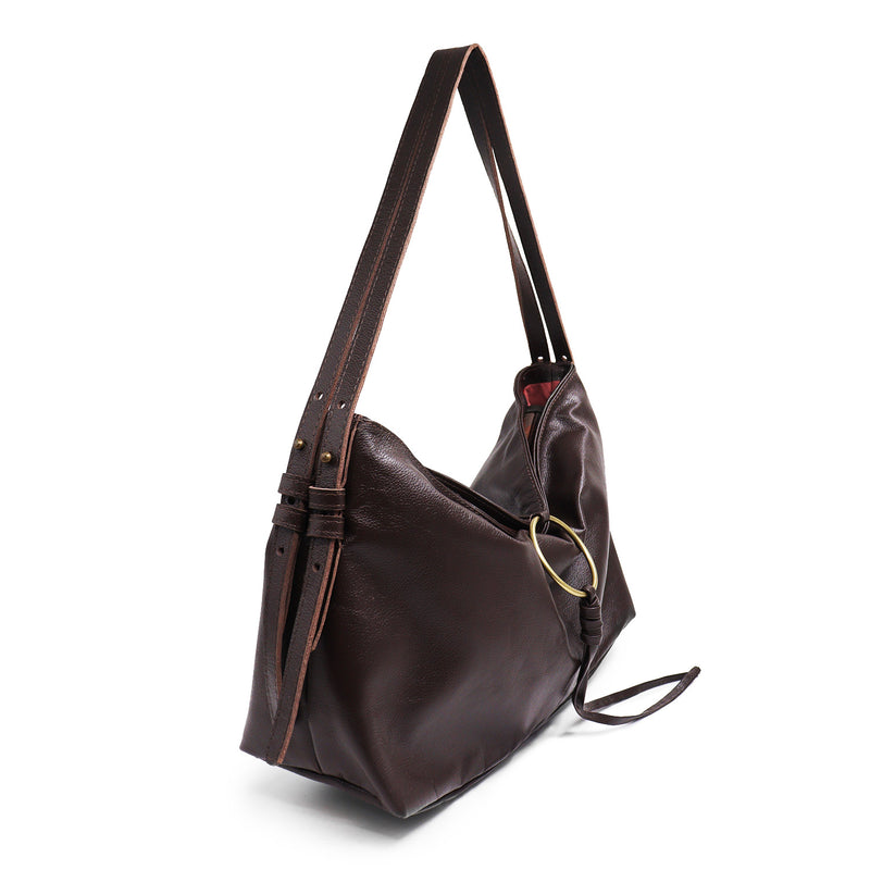 Bolsa feminina de couro marrom Helena