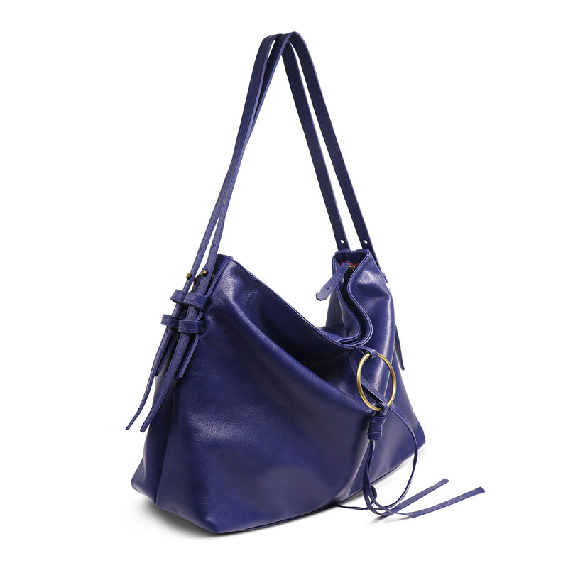 Bolsa feminina de couro azul marinho Helena