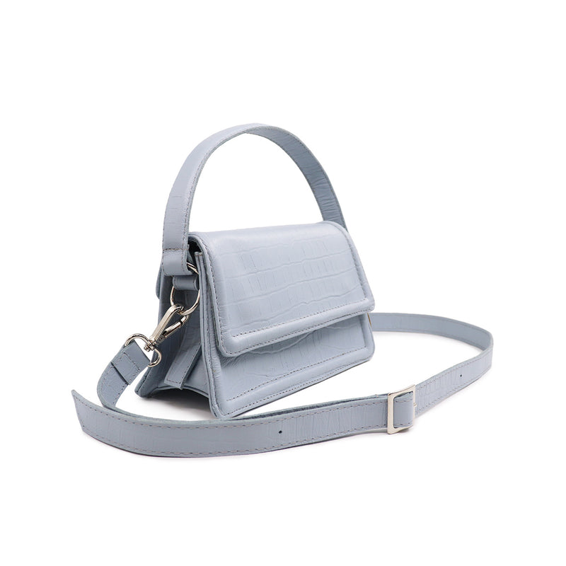 Bolsa de couro azul celeste Bruna