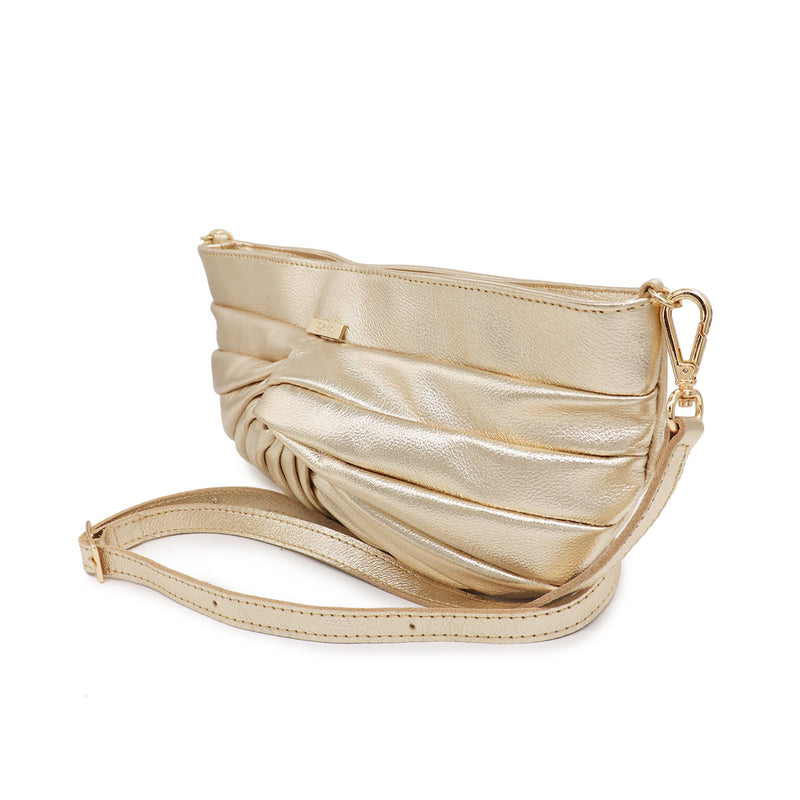 Bolsa feminina de couro dourado Sarah