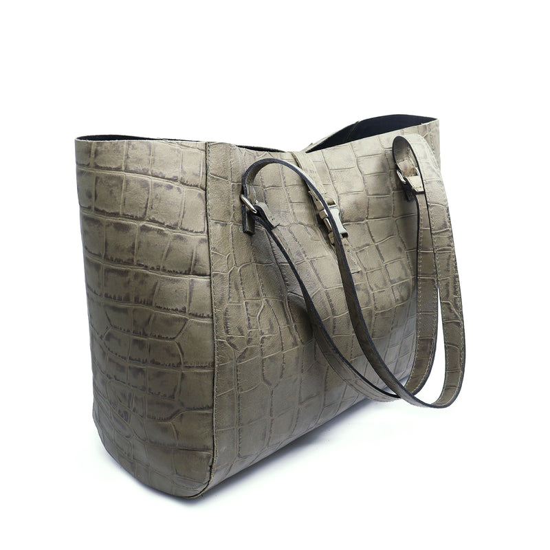 Bolsa feminina de couro croco pistache Antônia