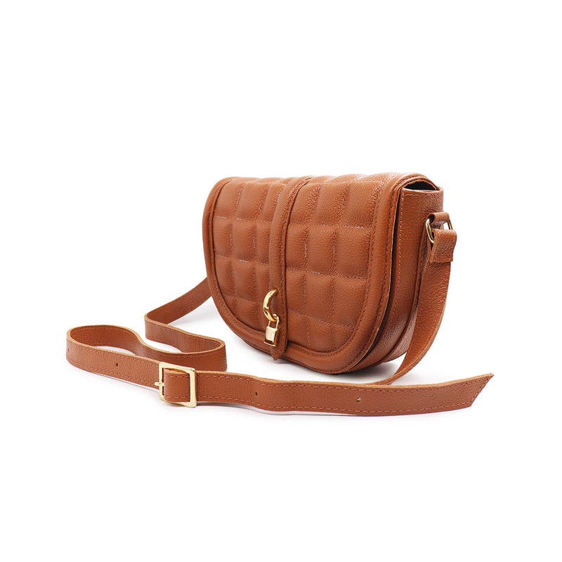Bolsa de couro feminina caramelo Marina