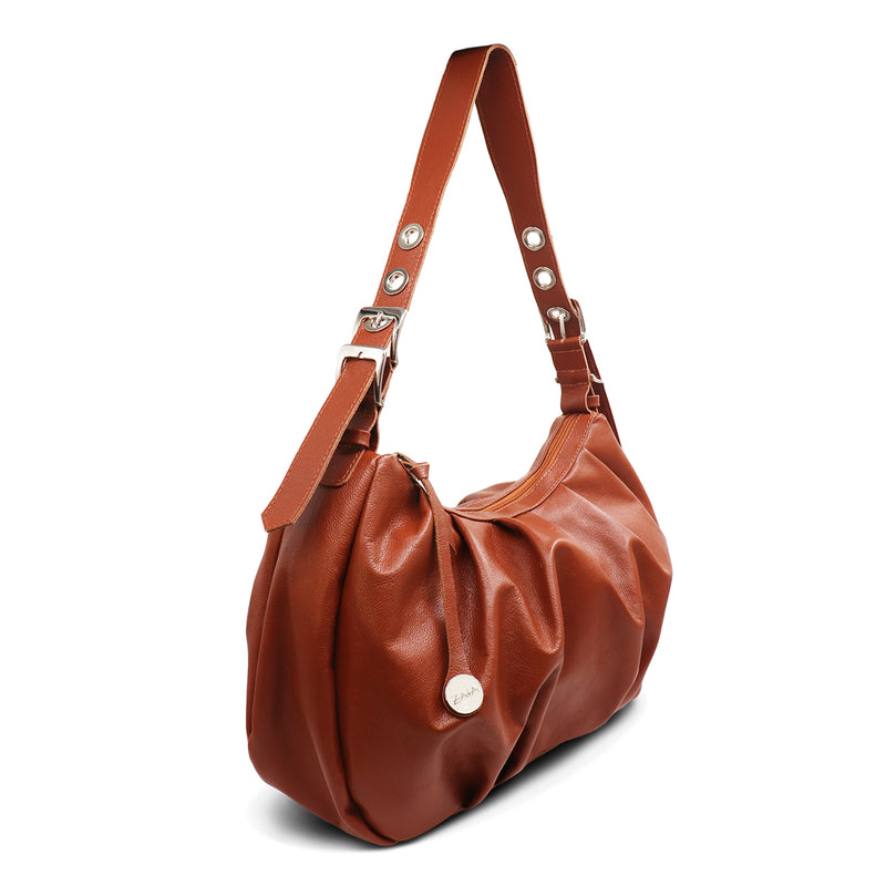 Bolsa feminina de couro caramelo Estela