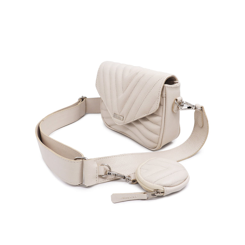 Bolsa feminina de couro off white Helena