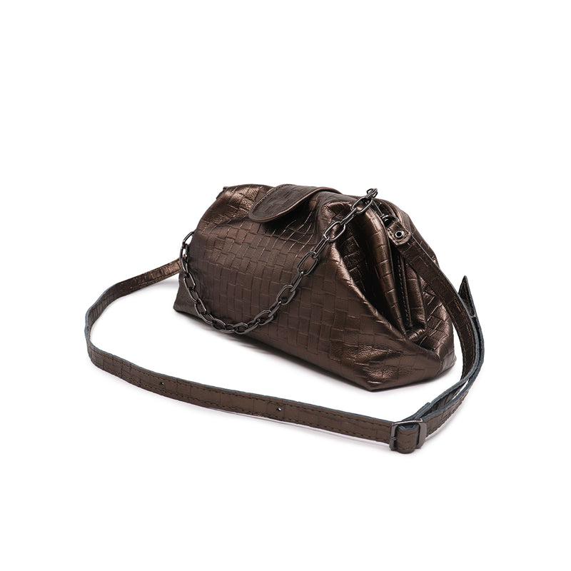 Bolsa feminina de couro prata Júlia