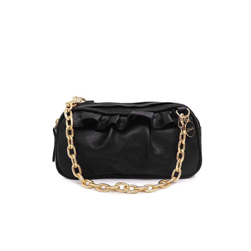 Bolsa feminina de couro preto Ingrid