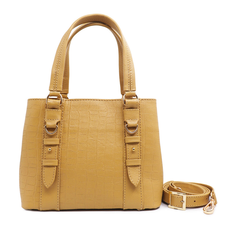 Bolsa feminina de couro amarelo manteiga Valentina
