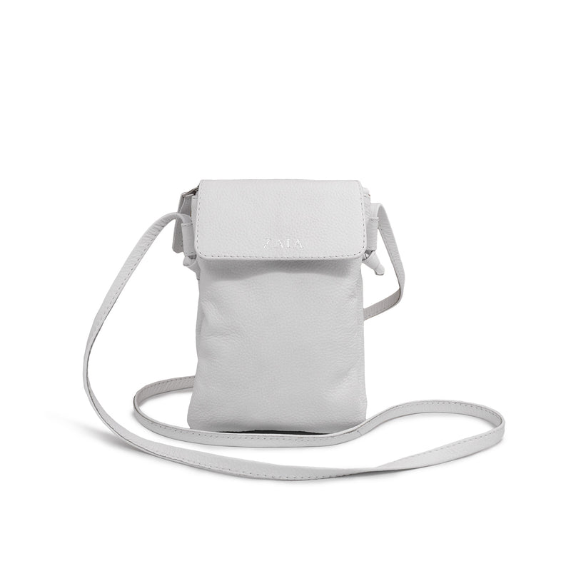 Bolsa tiracolo/transversal feminina de couro lavanda Melissa