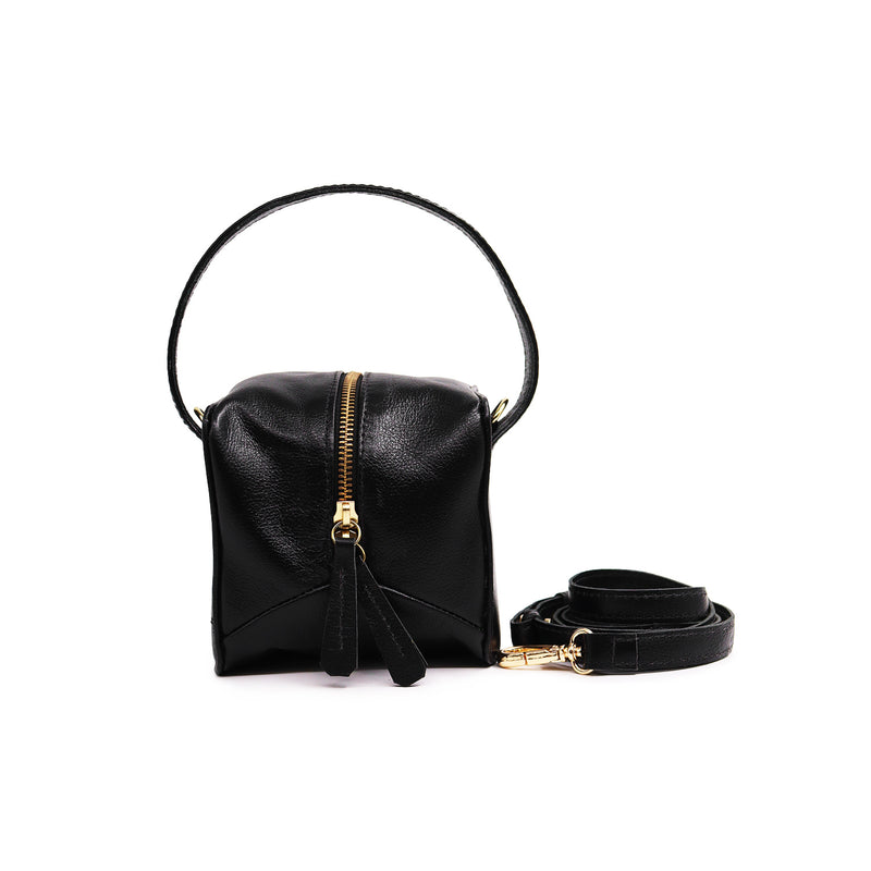 Bolsa feminina de couro preta Monique