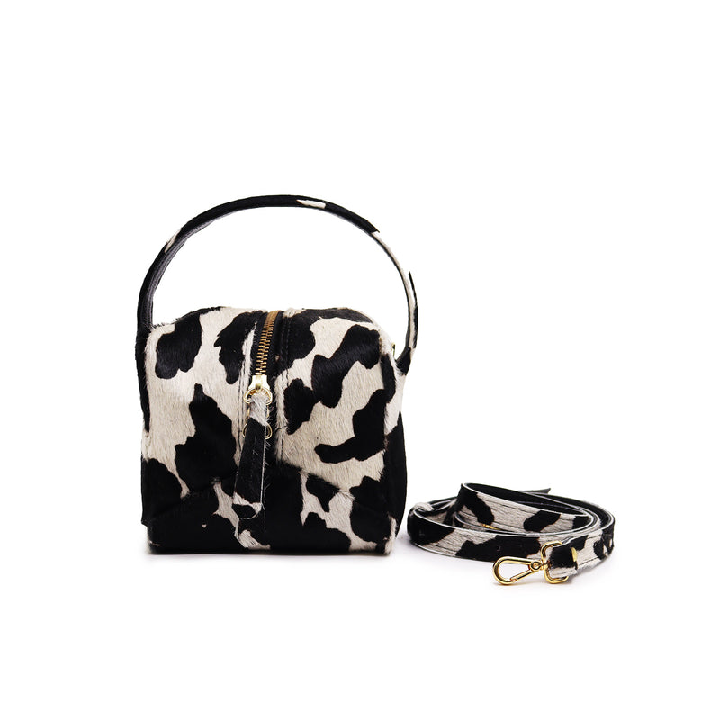 Bolsa  feminina de couro animal print vaquinha Monique