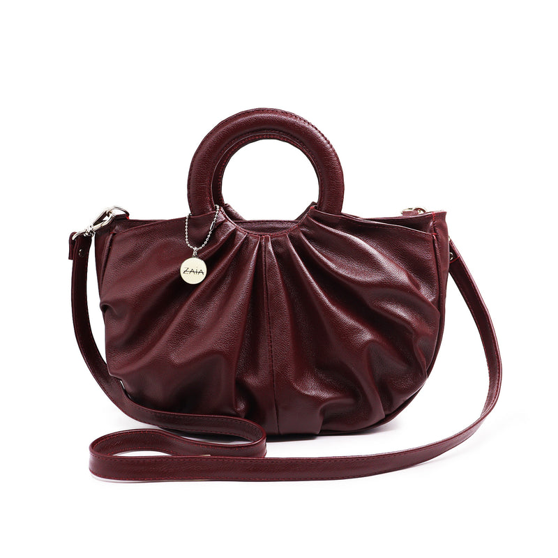 Bolsa feminina de couro marsala Liana