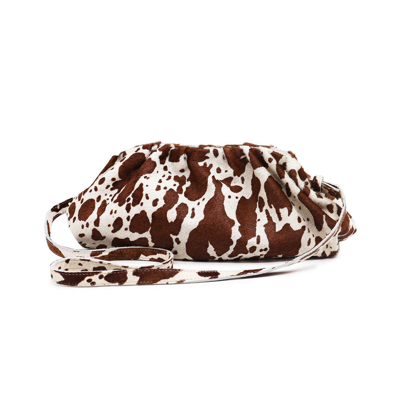 Bolsa feminina de couro animal print vaquinha Cecília