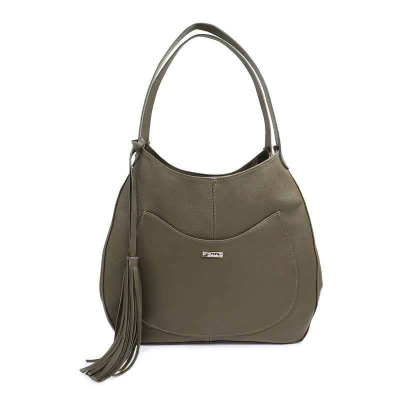 Bolsa shopping feminina de couro verde militar Rebeca
